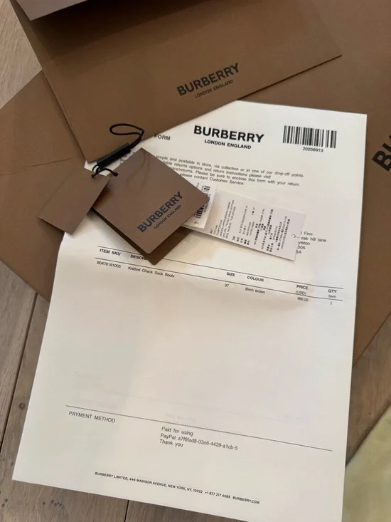 Burberry Tan and Black Check Stretch Sock Booties - Picture 9 of 10